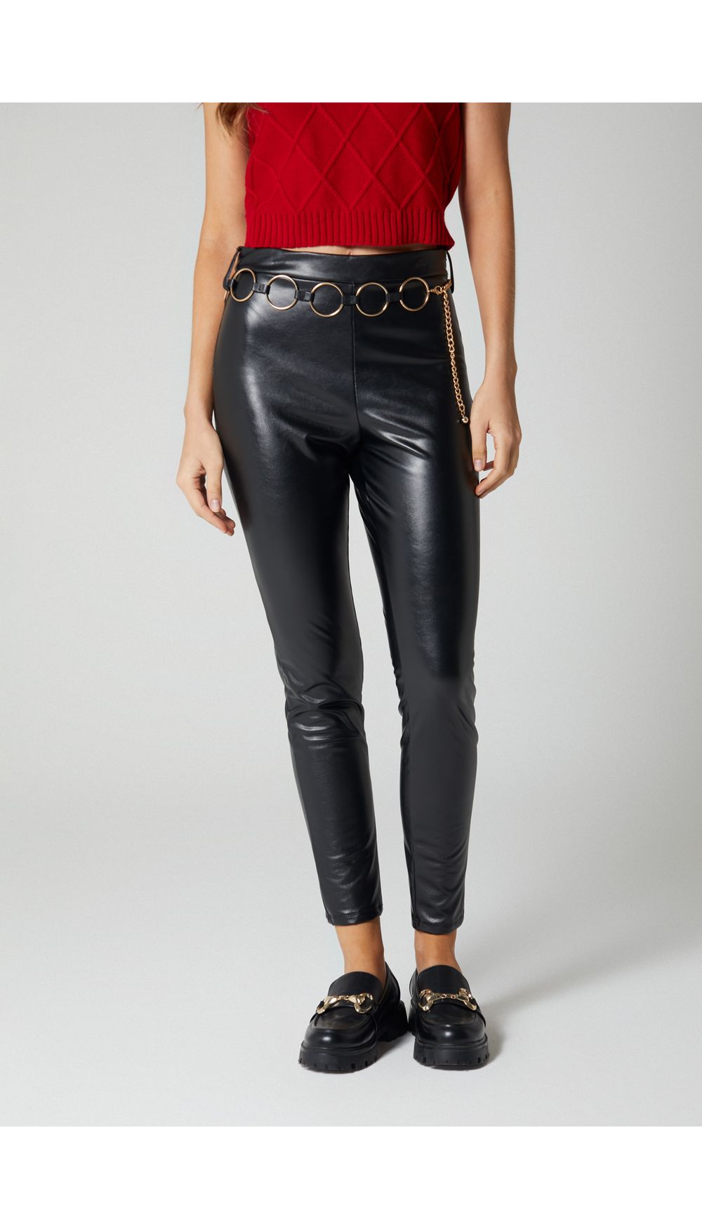 Leggings skinny para mujer con cinturon