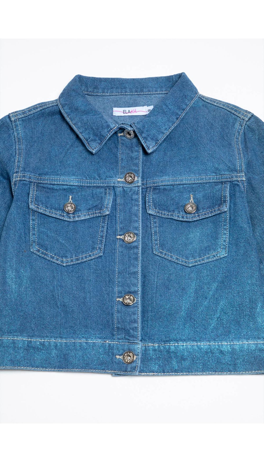 Chaqueta denim foil turquesa para niña