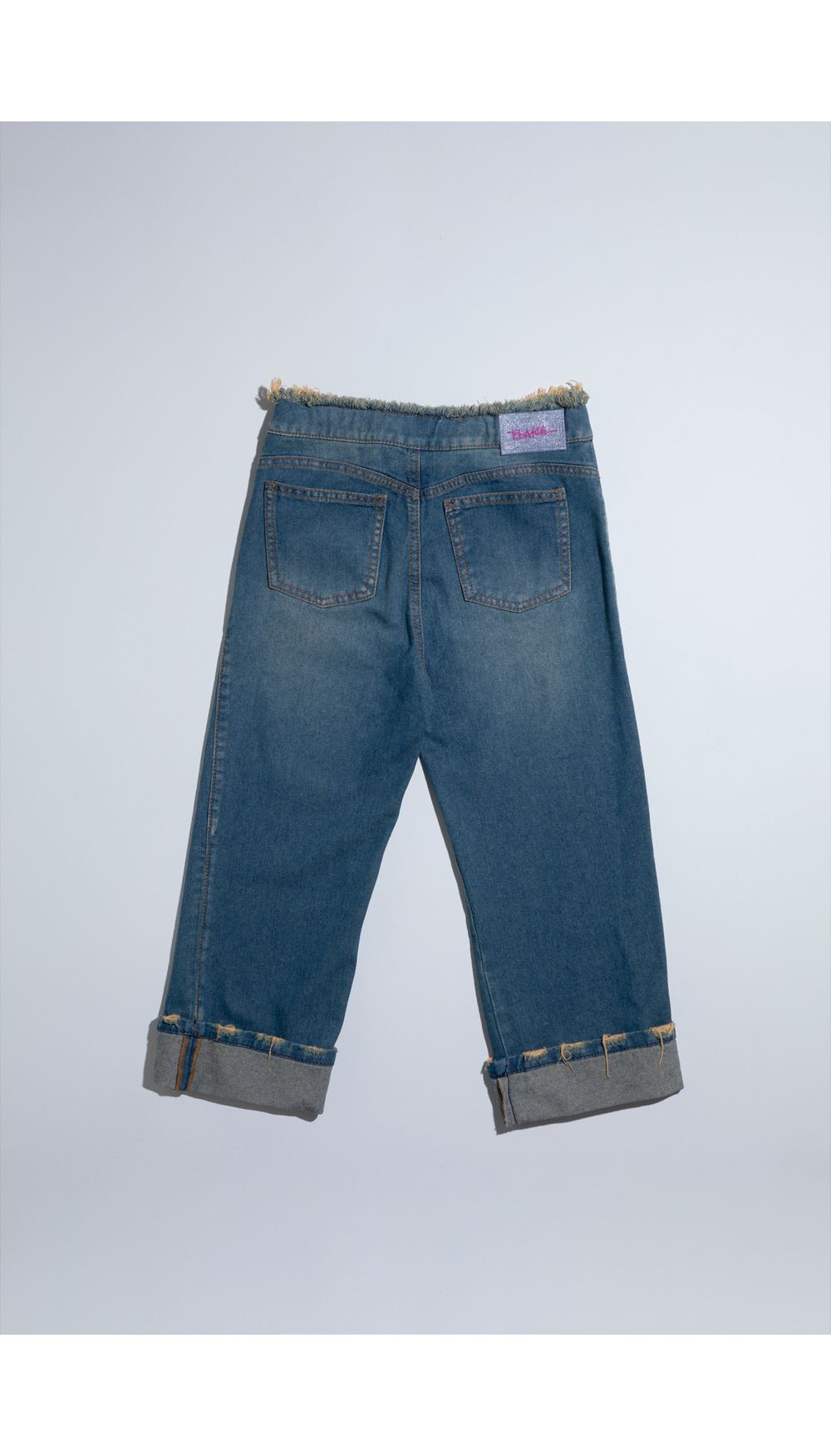 Jean para niña tiro alto recto con dirty