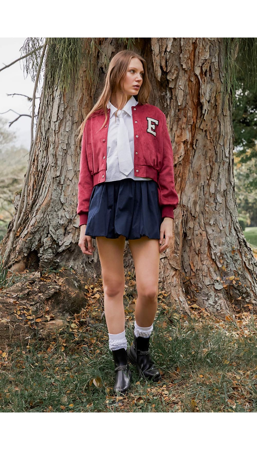 Chaqueta bomber en suede para mujer