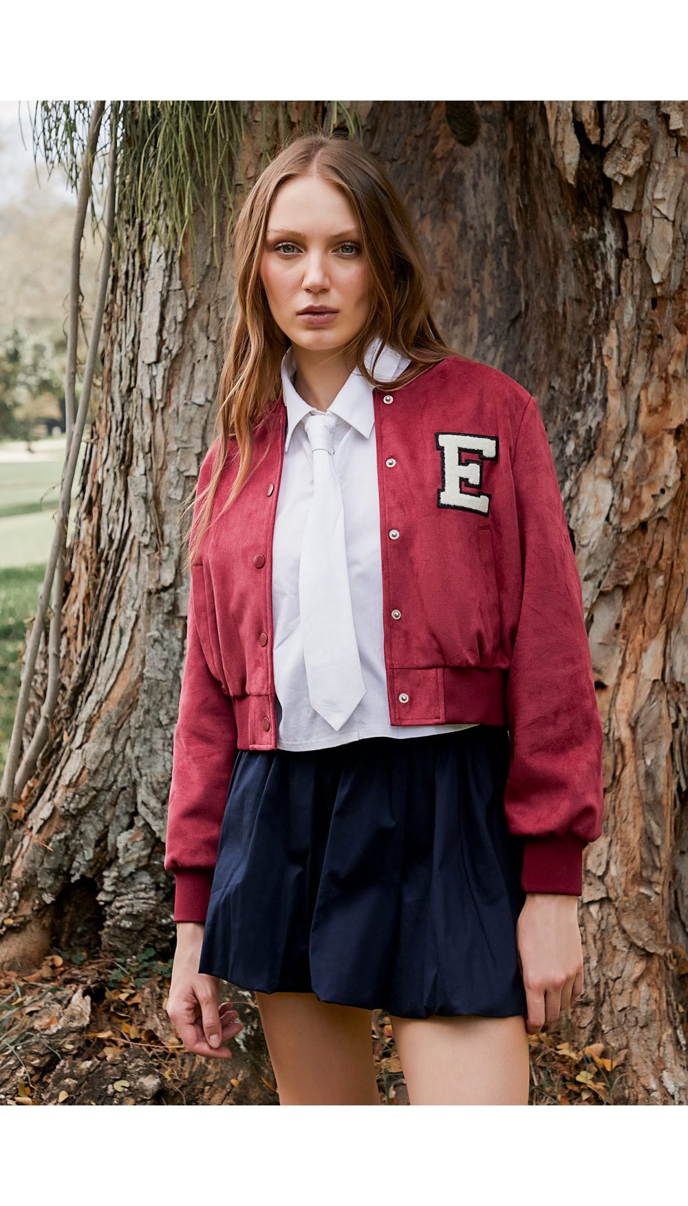 Chaqueta bomber en suede para mujer