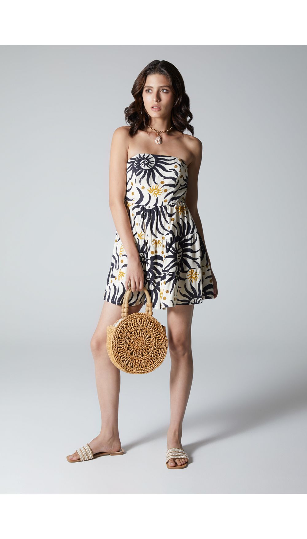 Vestido corto estraple para mujer