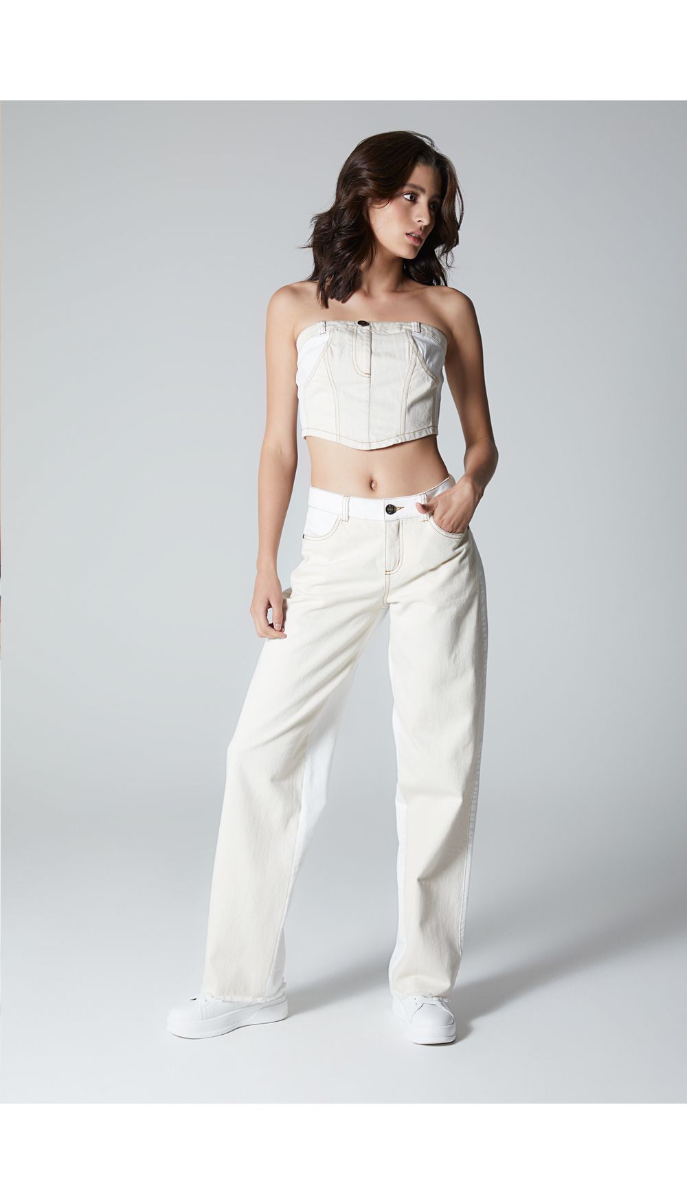 Blusa crop  para mujer  con detalle cont