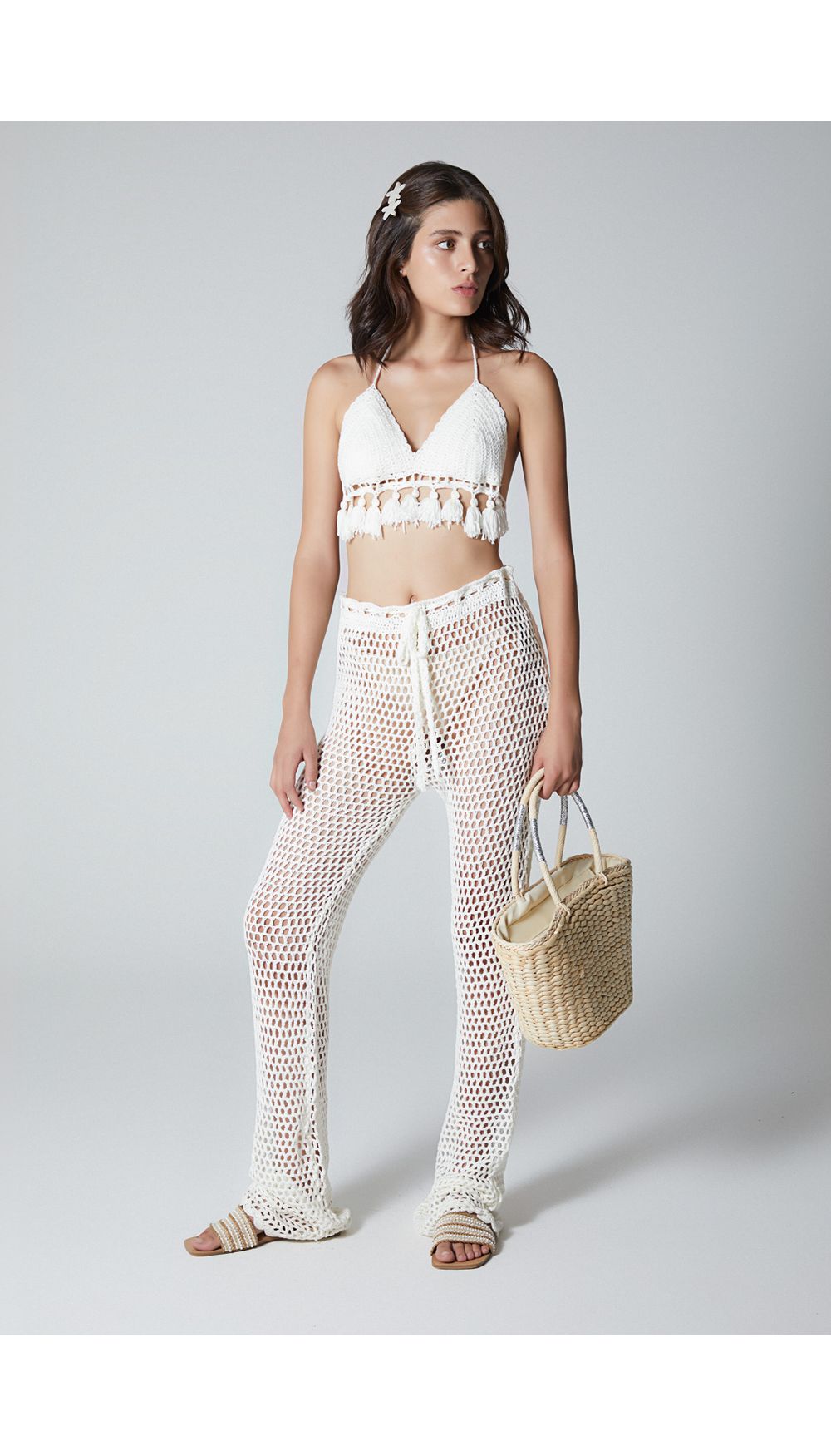 Pantalon tejido recto para mujer