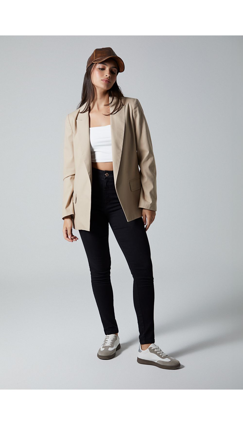 Blazer manga larga en lino para mujer