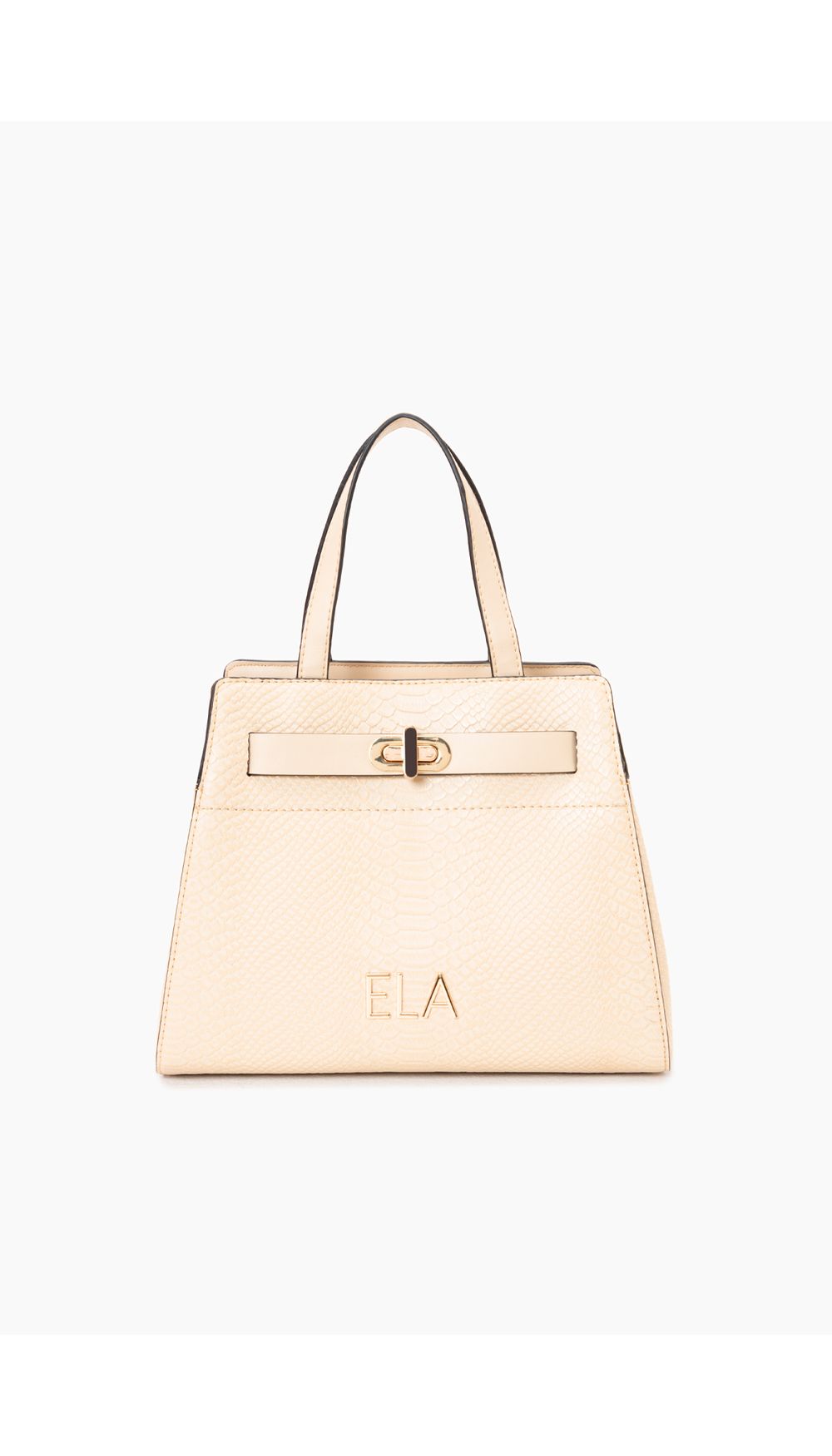 Bolso mano con herraje en frontal y logo