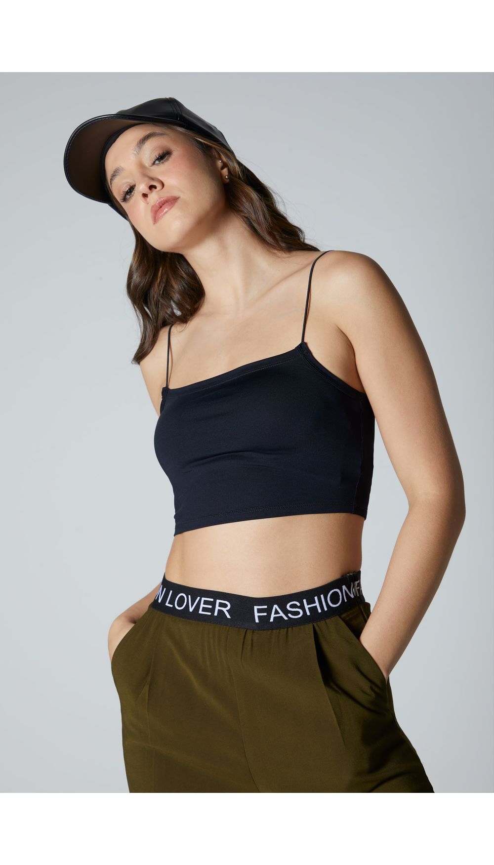 Blusa crop con tira pitillo para mujer