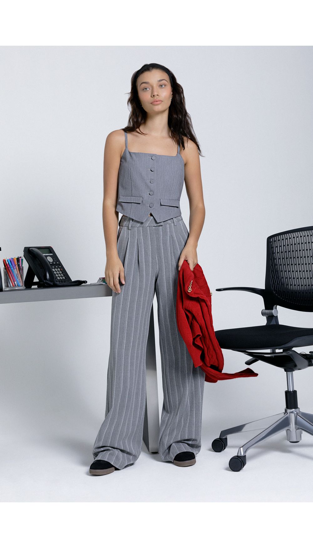 Pantalon recto para mujer tiro alto