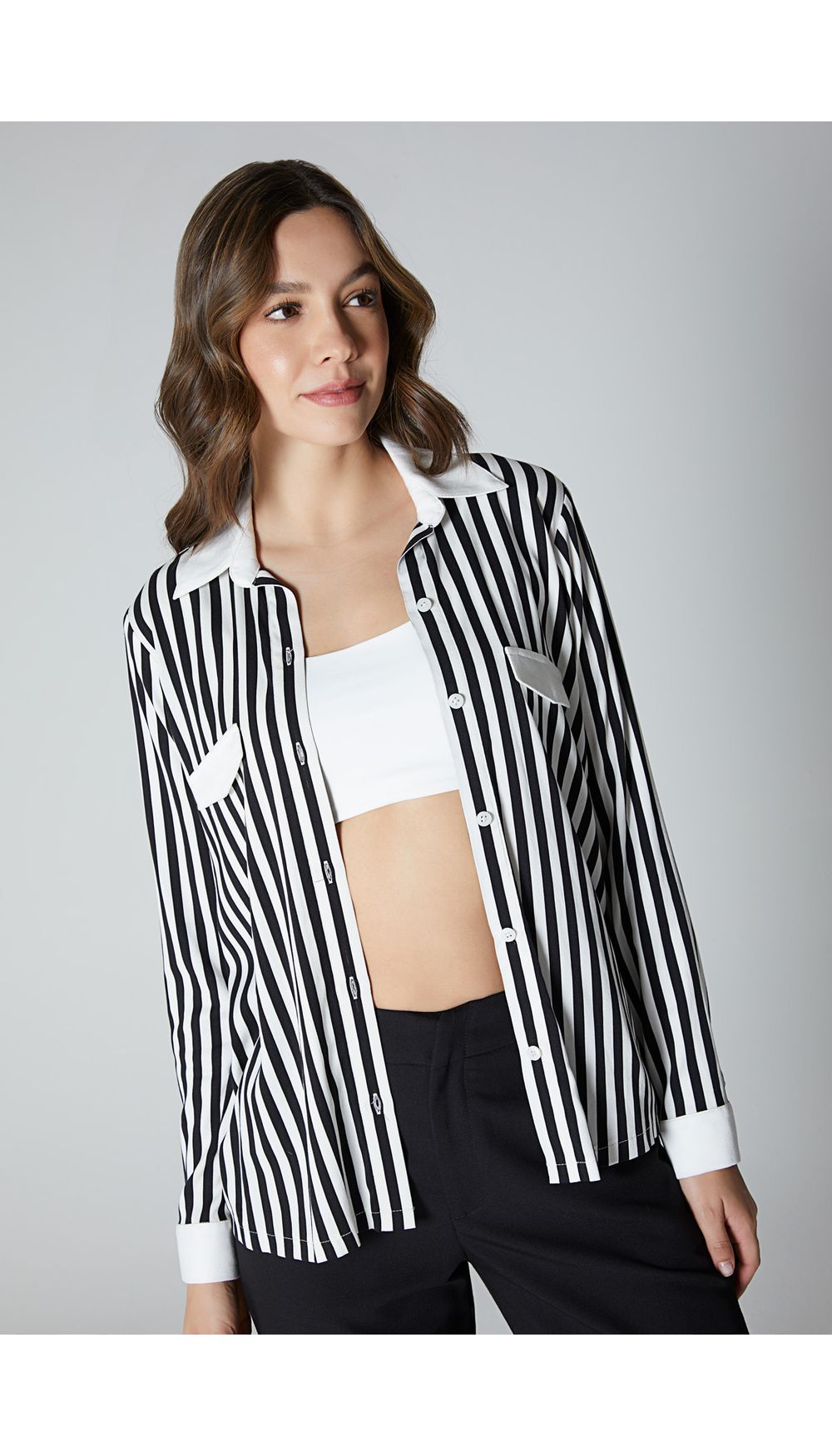Bluson camisero manga larga con tapas de
