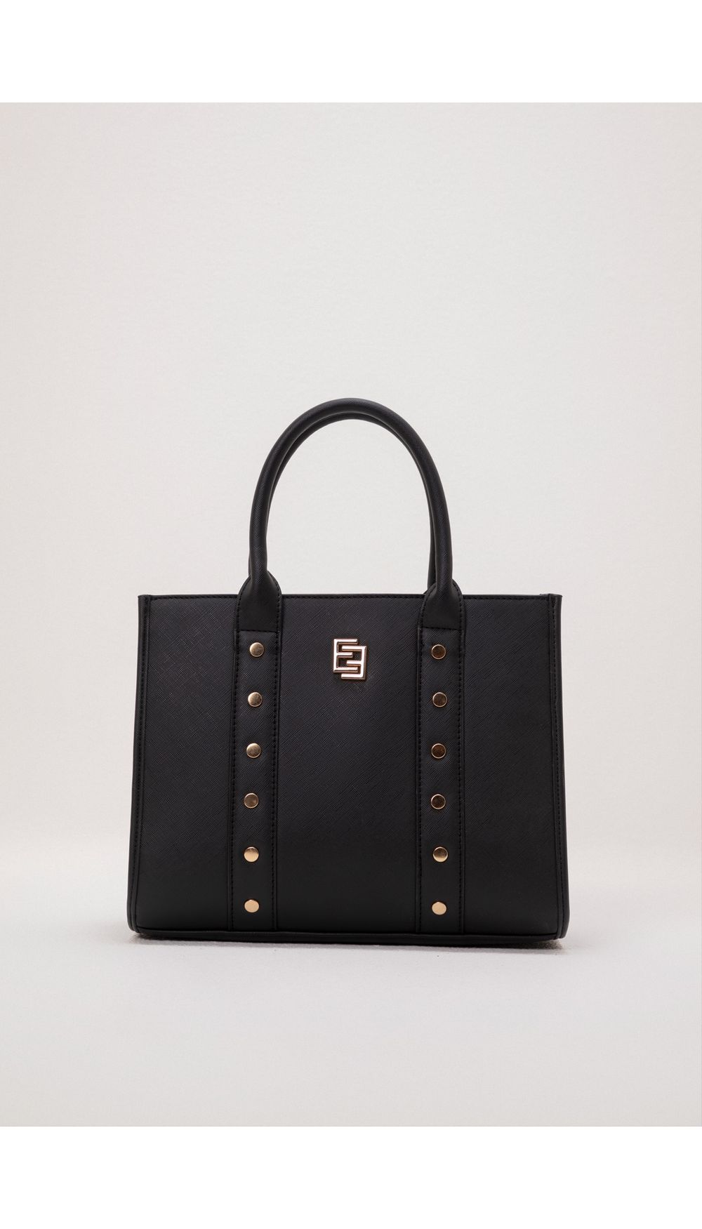 Bolso  de mano con taches en frontal