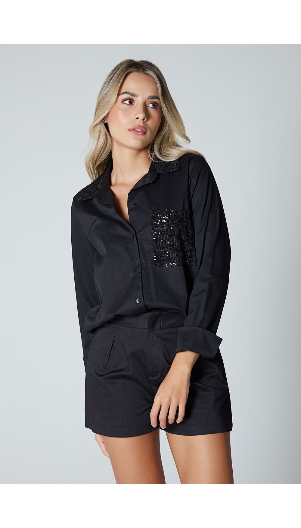 Blusa camisera para mujer manga larga