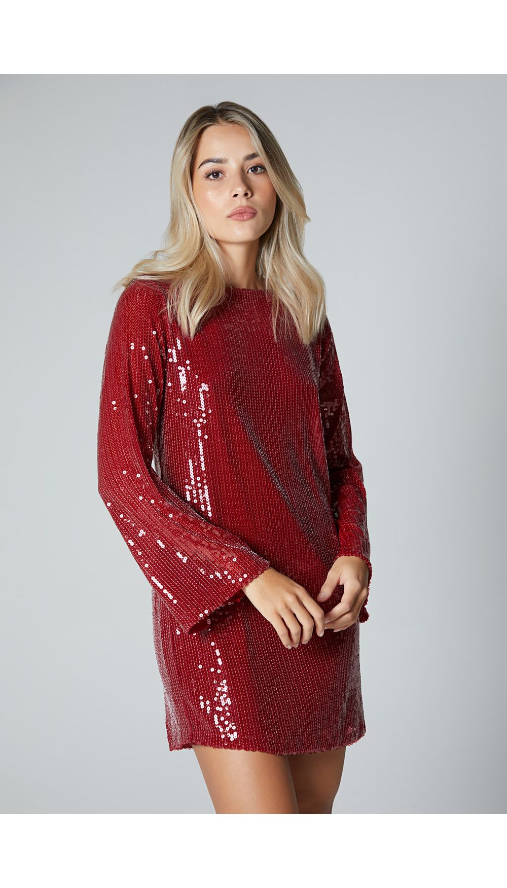 Vestido corto para mujer manga larga