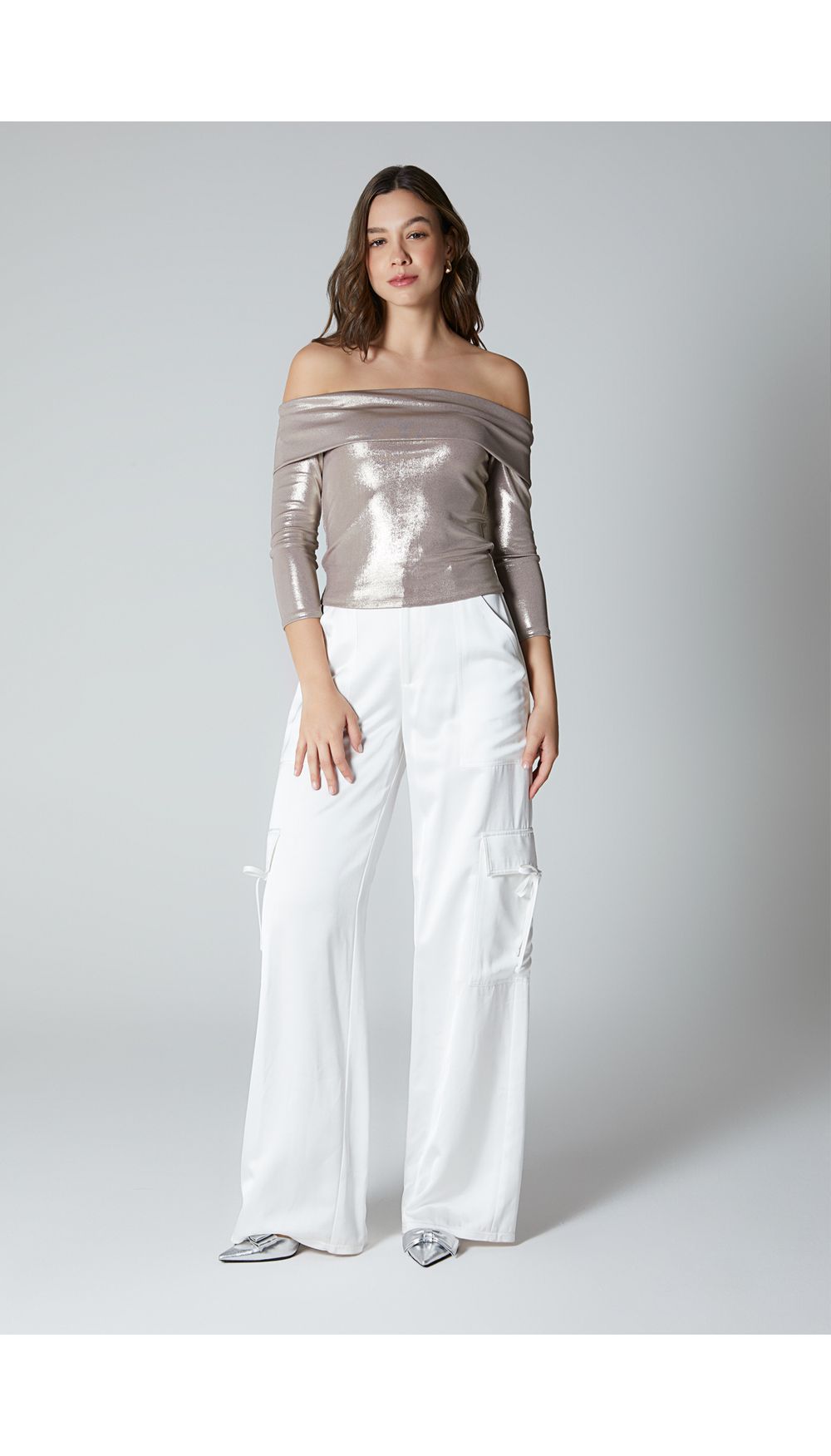 Blusa cuello bandeja manga larga para mu