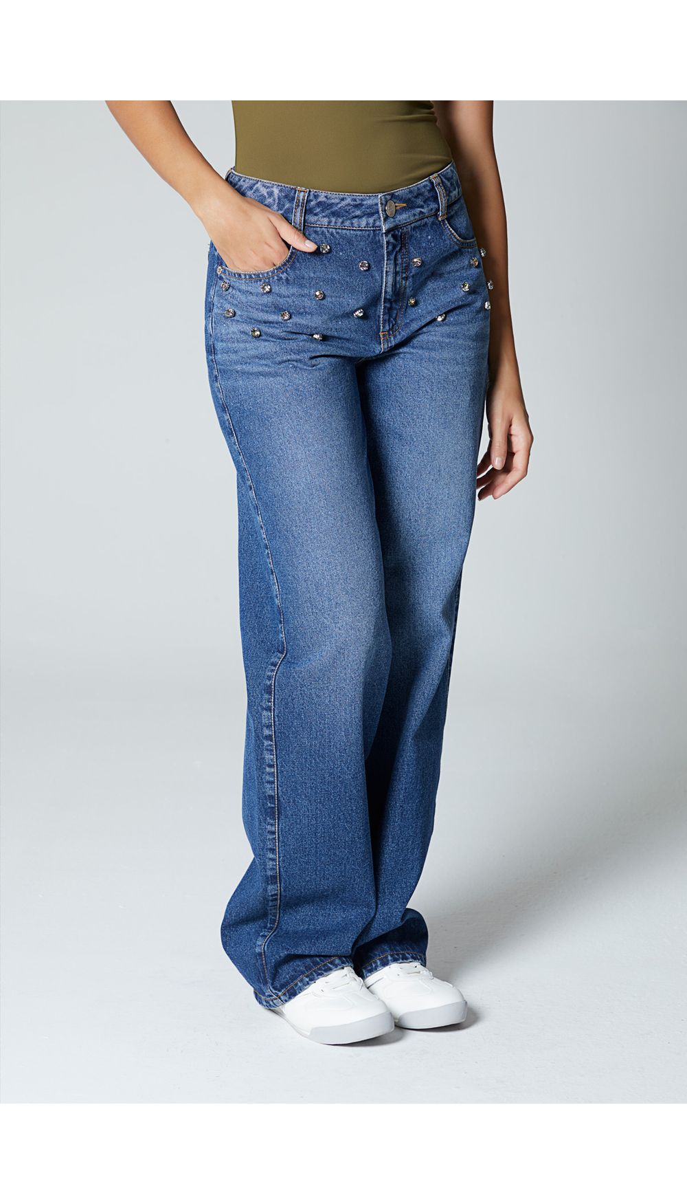 Jean para mujer  tiro medio recto con  p