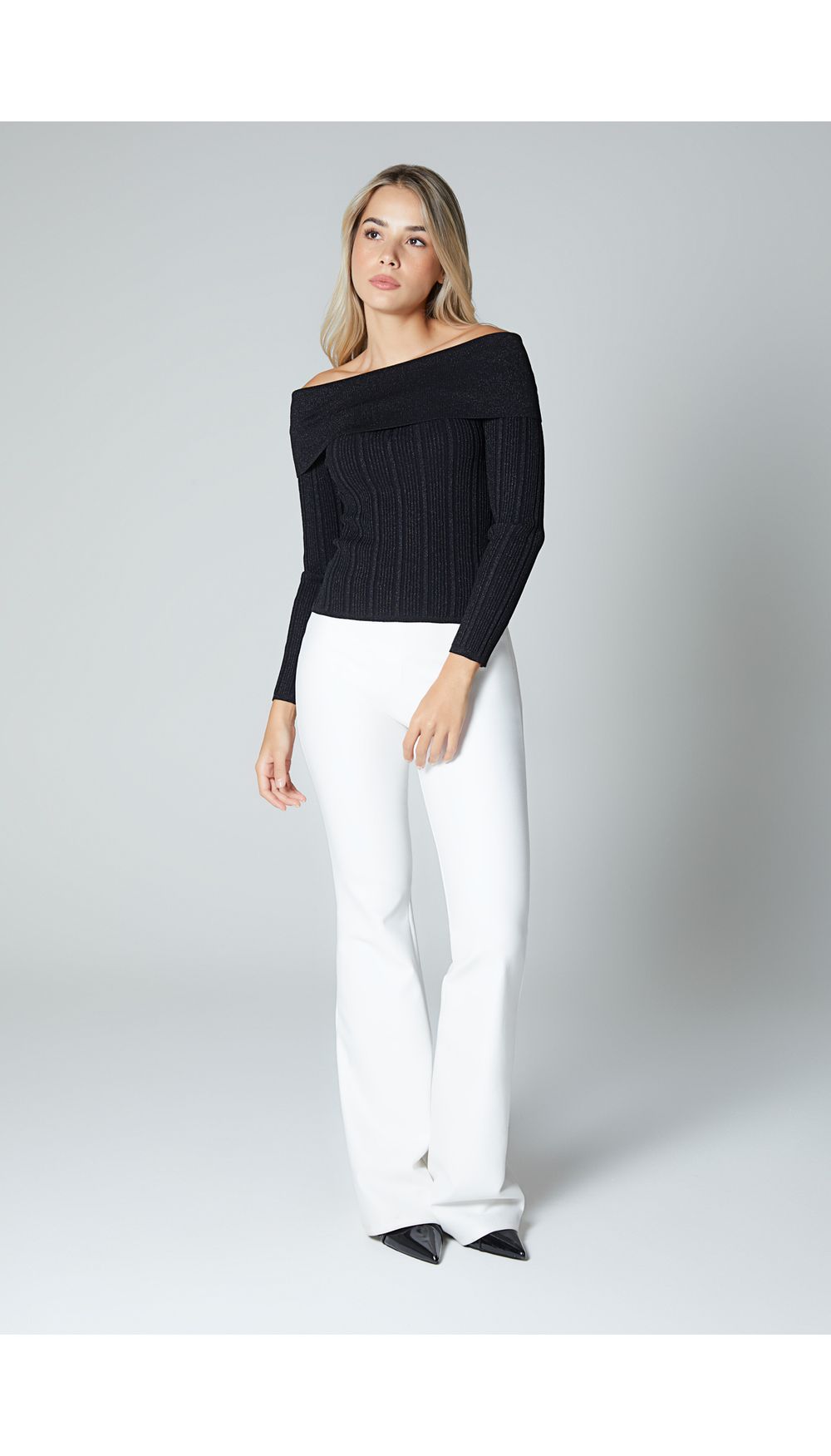Blusa escote bandeja con lurex para muje