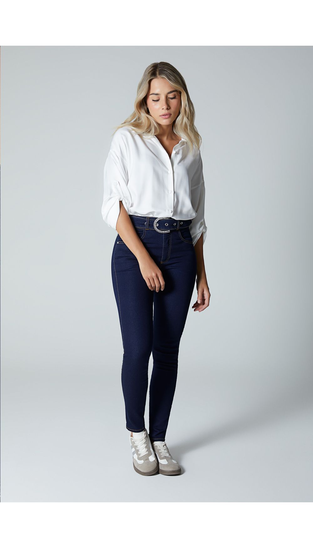 Jean  para mujer  tiro alto skinny con h