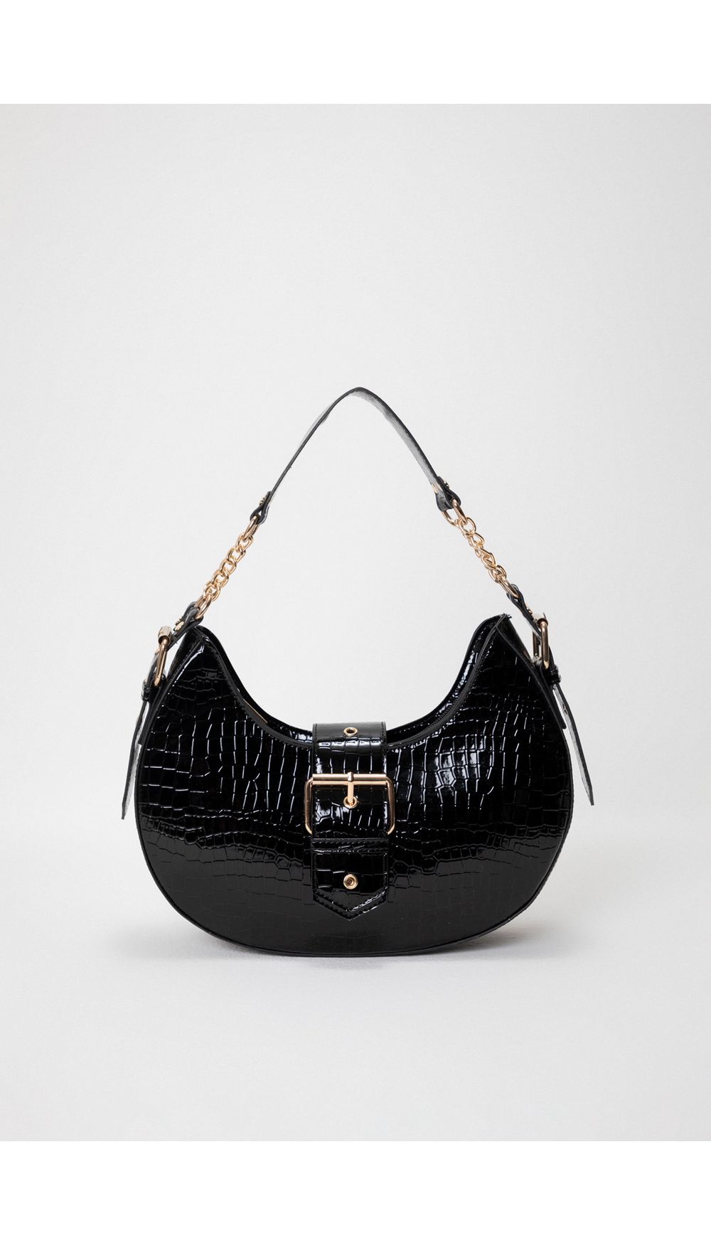 Bolso de hombro con hebilla en frontal