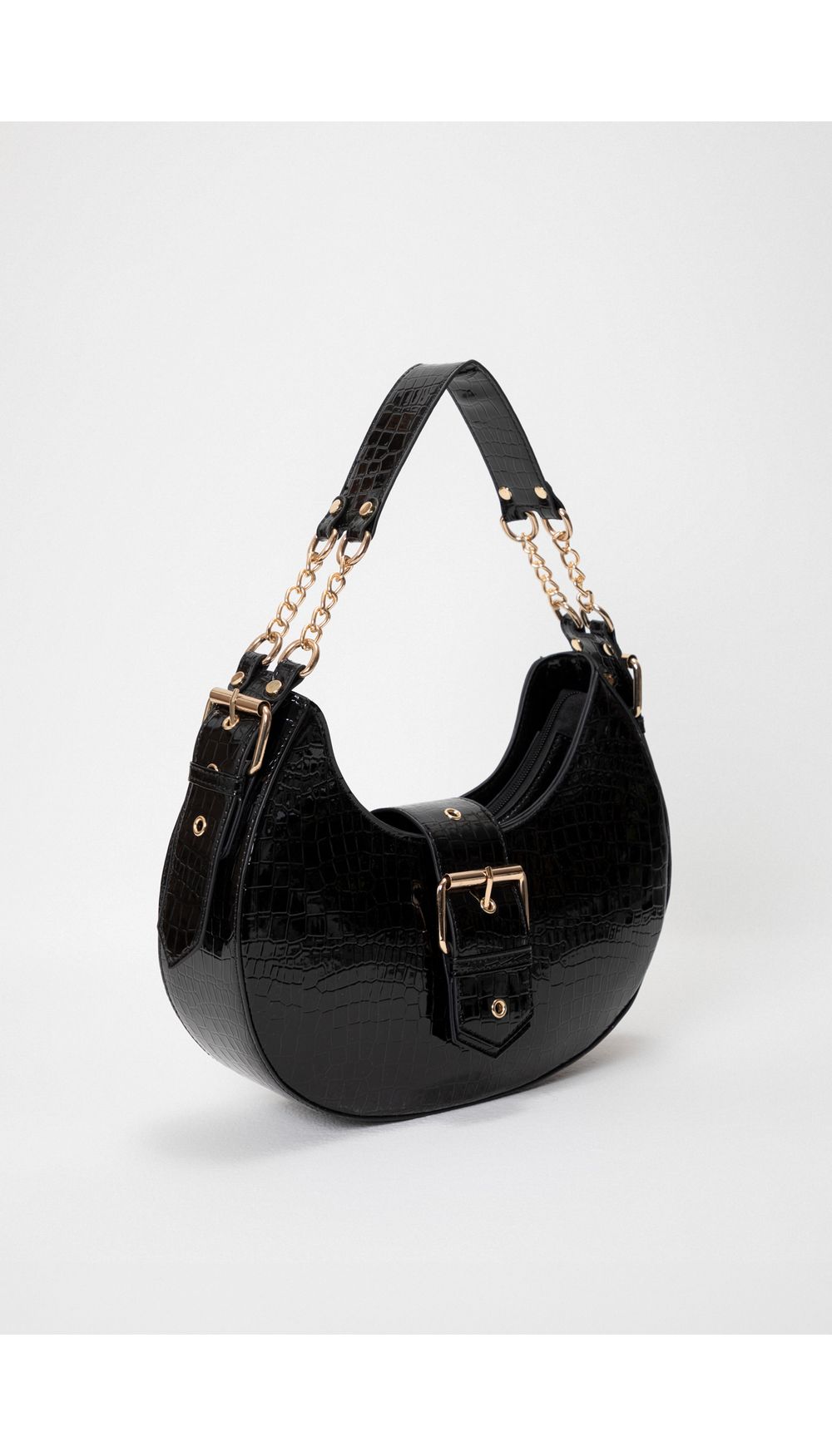 Bolso de hombro con hebilla en frontal