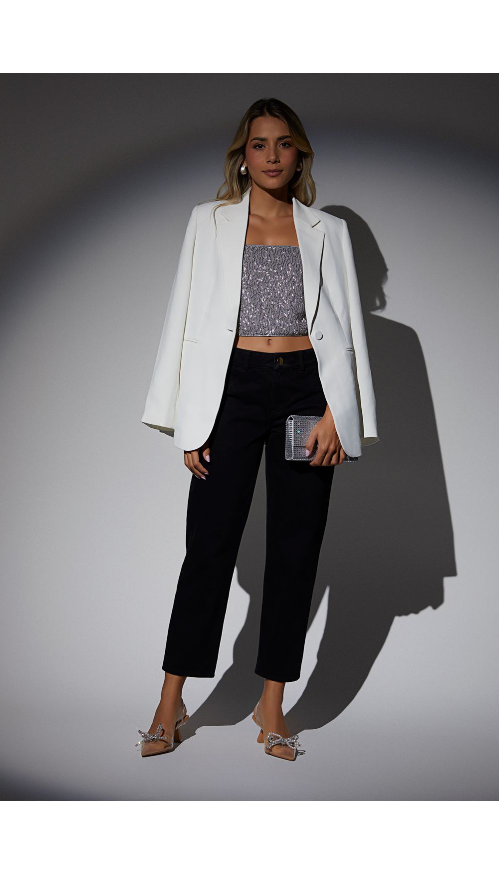 Blusa crop de tiras con lentejuela para