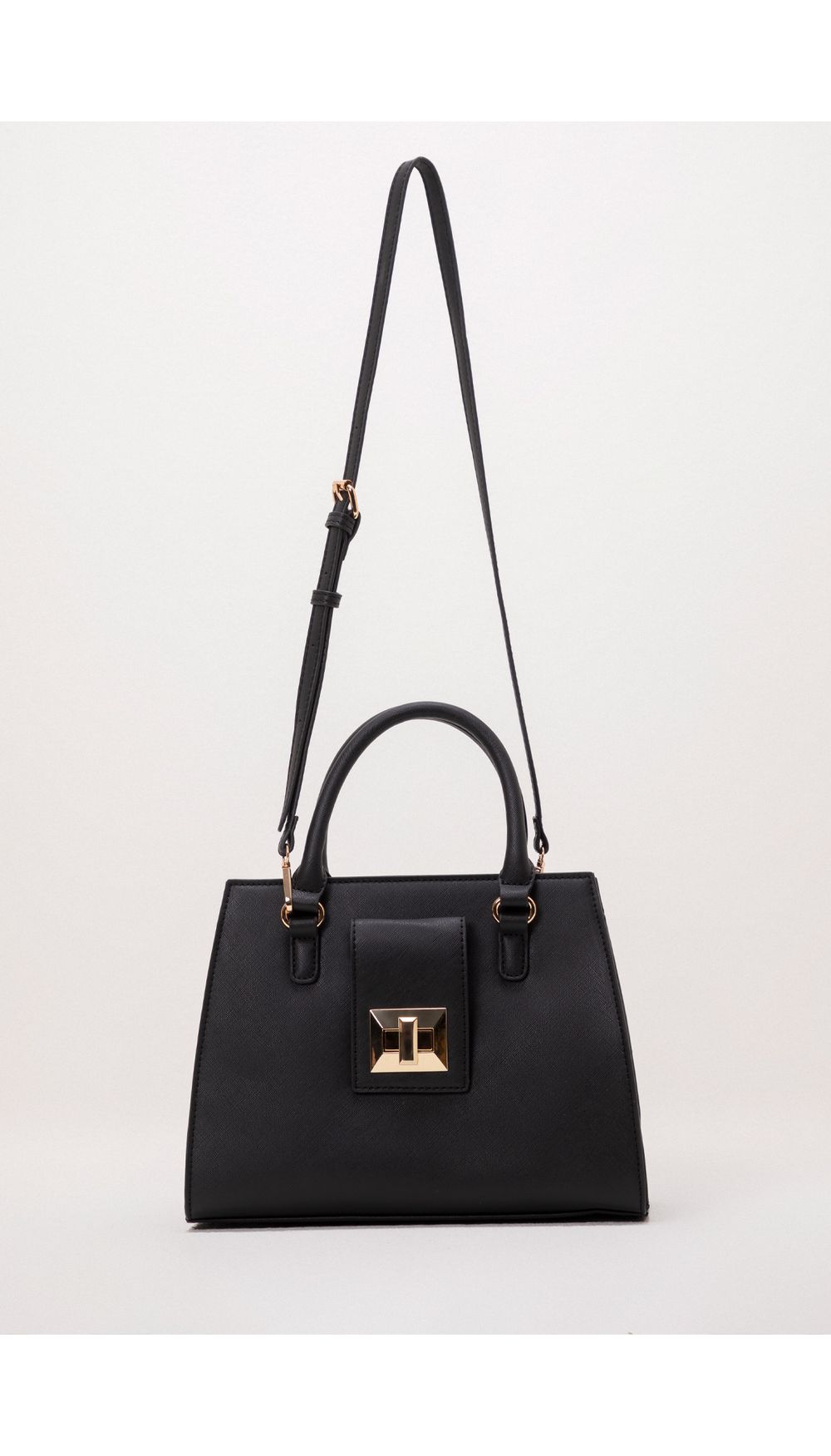 Bolso de mano con herraje en frontal
