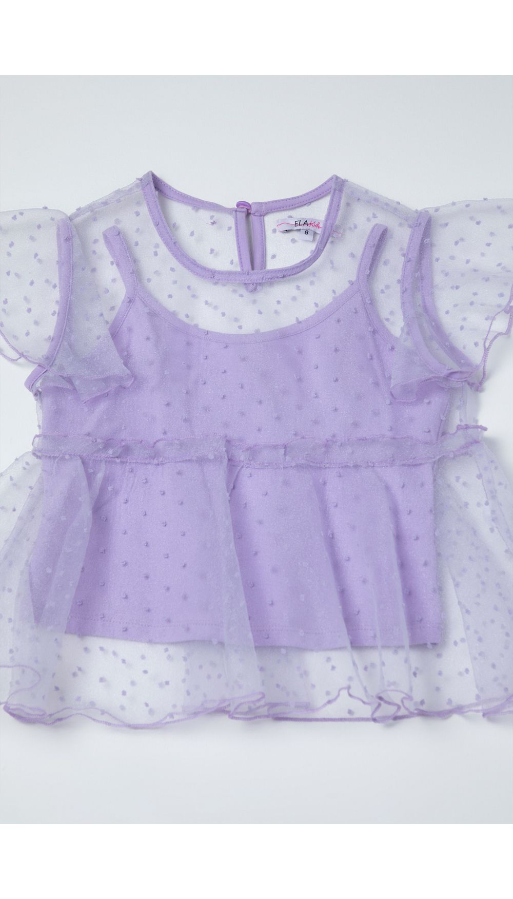 Blusa de organza manga sisa con blusa interna para nila