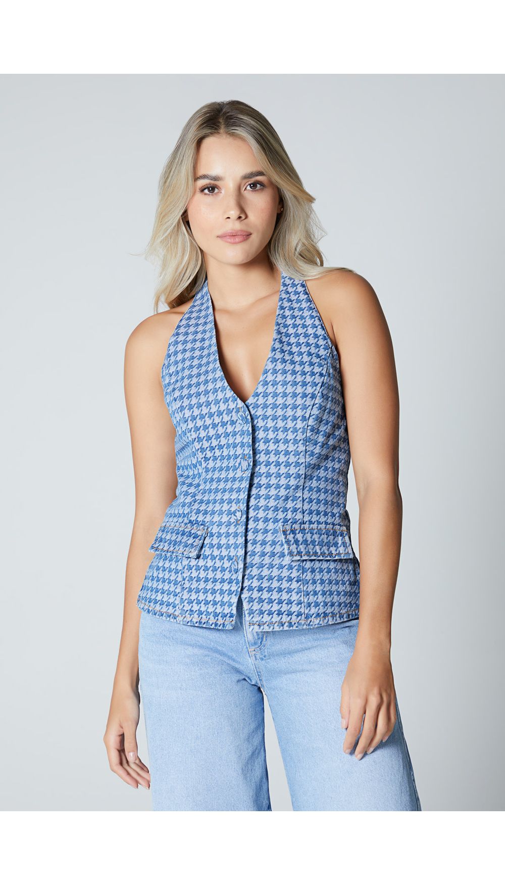 Blusa halter tipo chaleco para mujer