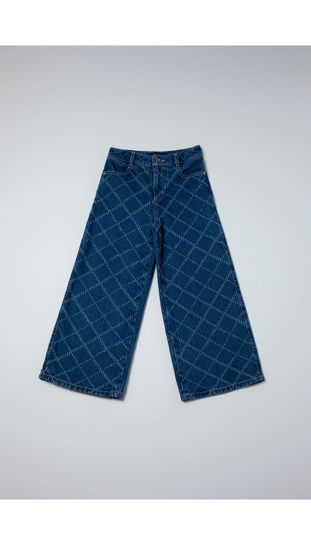 Jean para niña tiro alto culotte con des