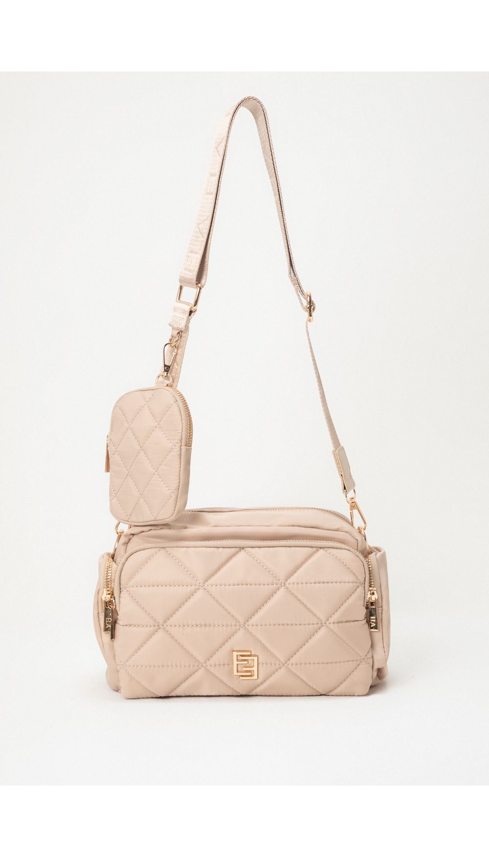 Bolso manos libres acolchado con strap ela y mini pocket