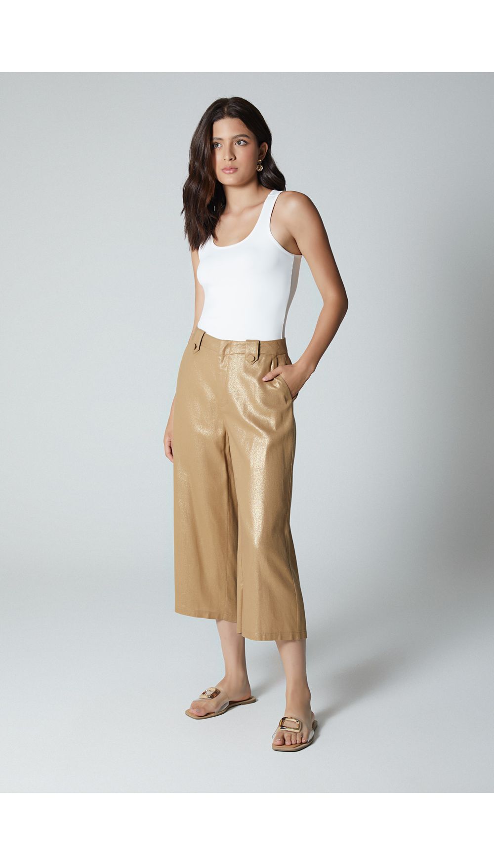 Pantalon culotte para mujer tiro alto