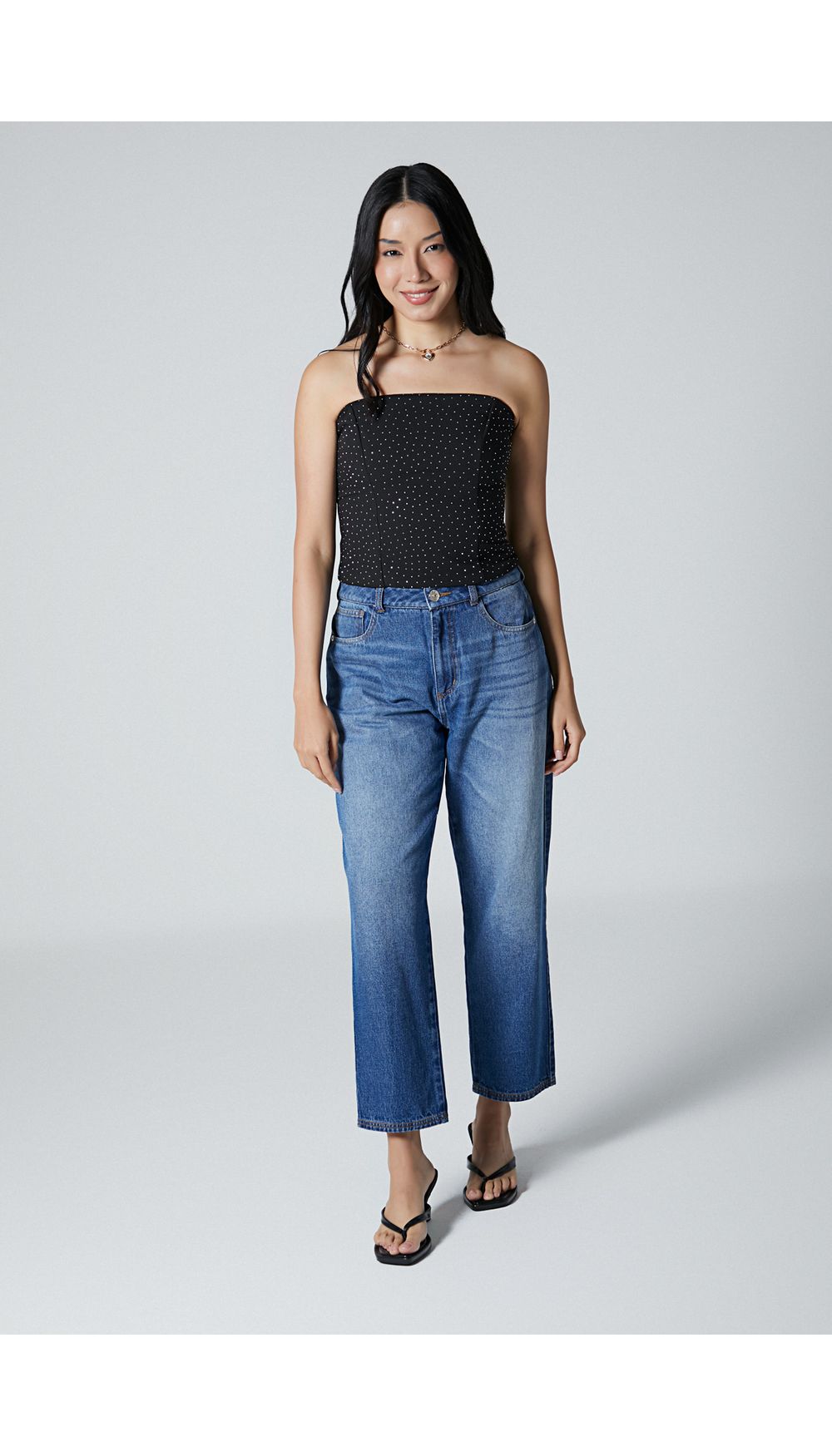 Blusa straple con hotfix para mujer