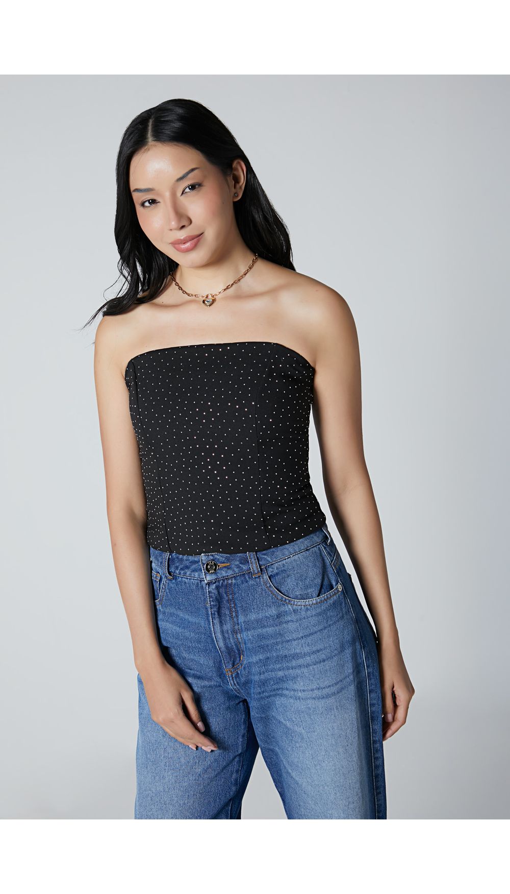 Blusa straple con hotfix para mujer