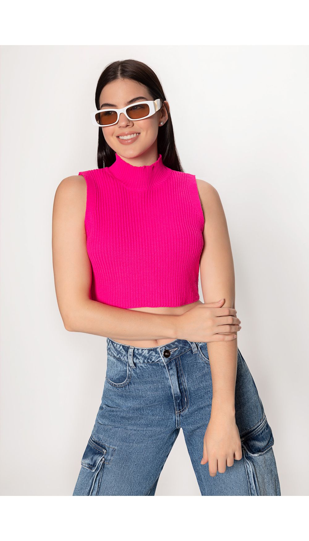 Chaleco tejido crop para mujer