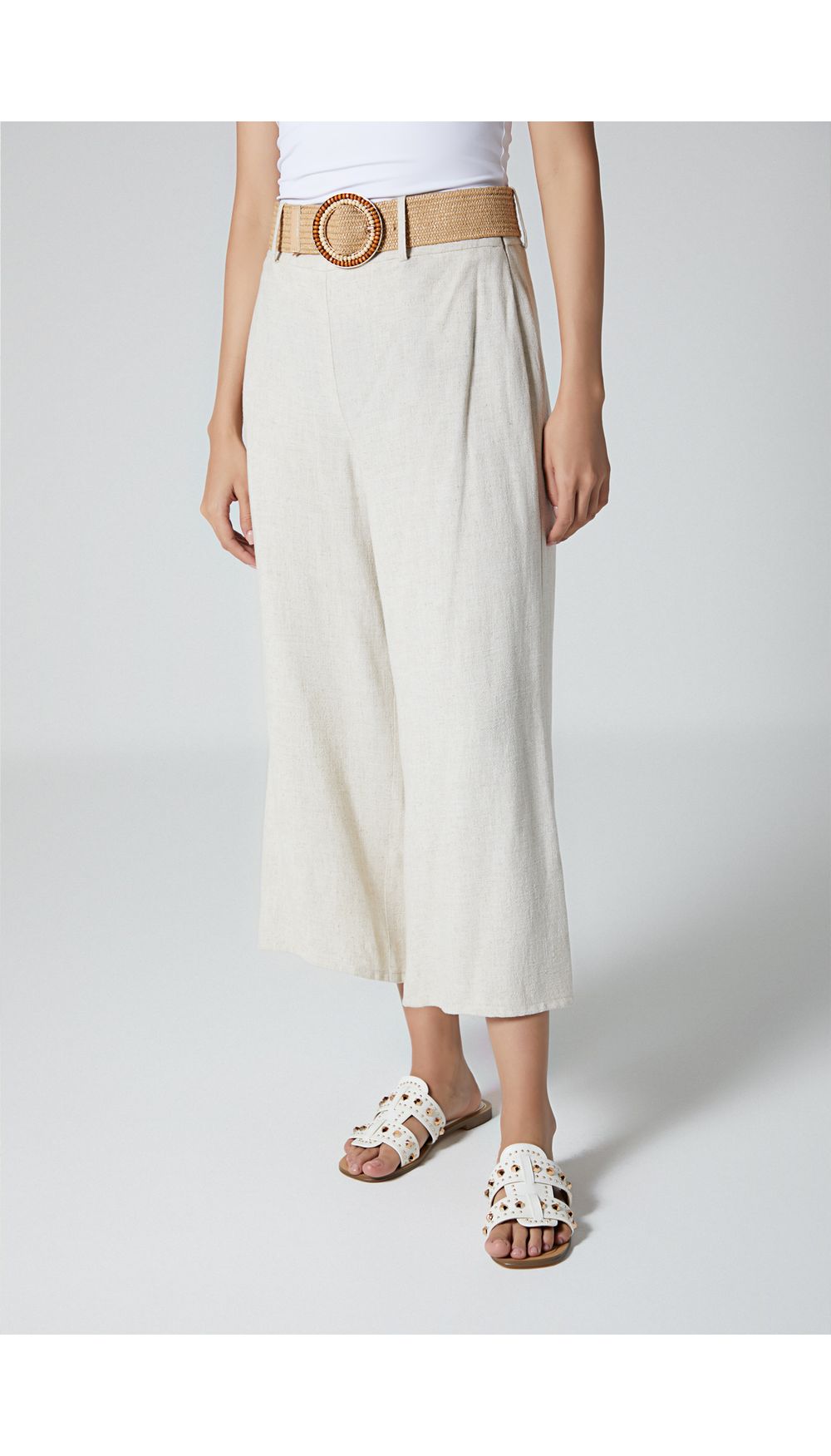 Pantalon culotte para mujer con cinturon