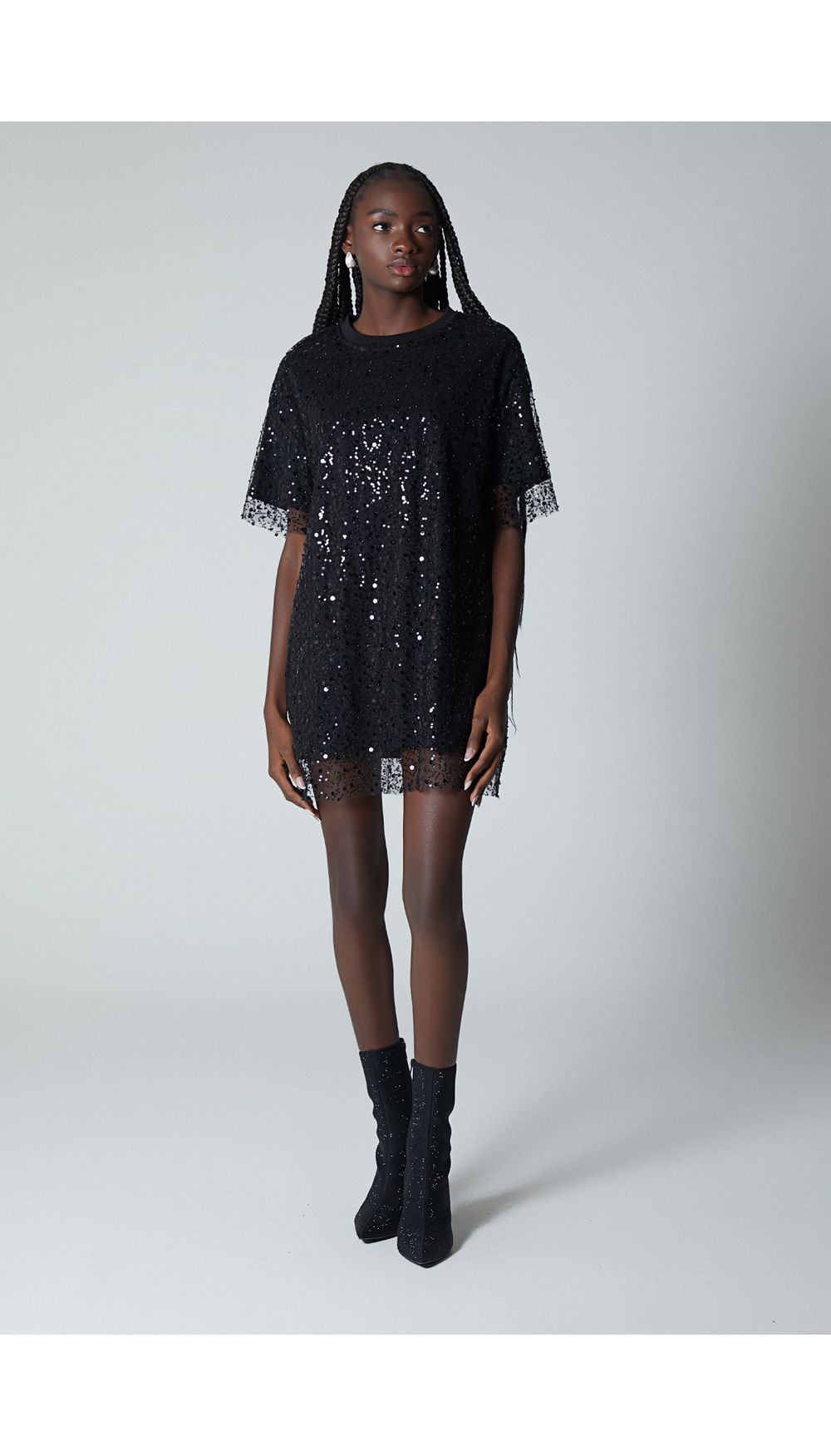 Vestido camiseta de lentejuela para muje