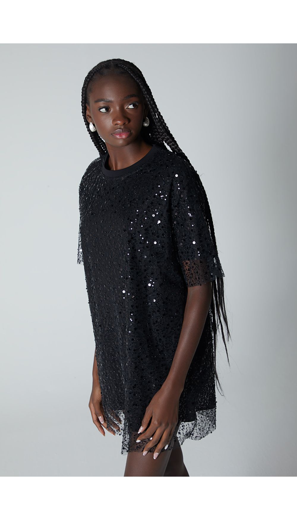Vestido camiseta de lentejuela para muje