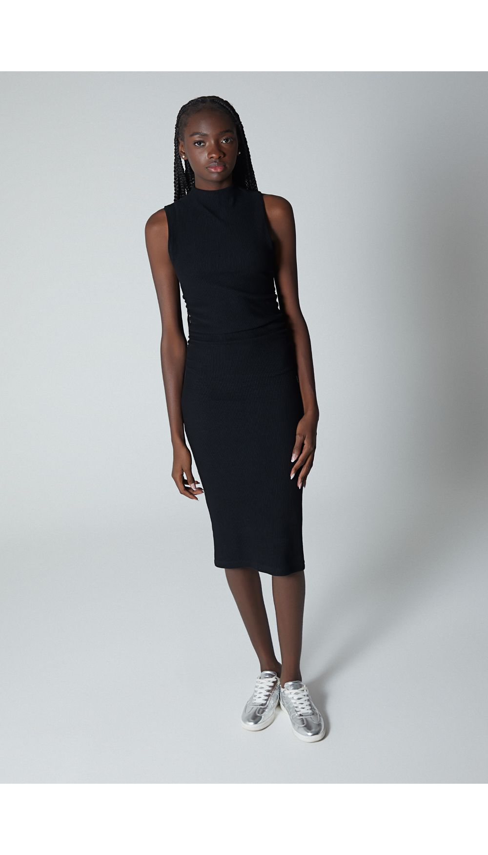 Vestido manga corta tipo columna para mu