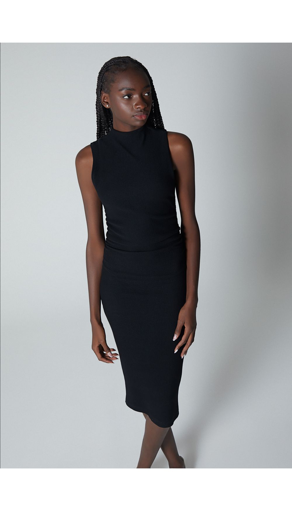 Vestido manga corta tipo columna para mu