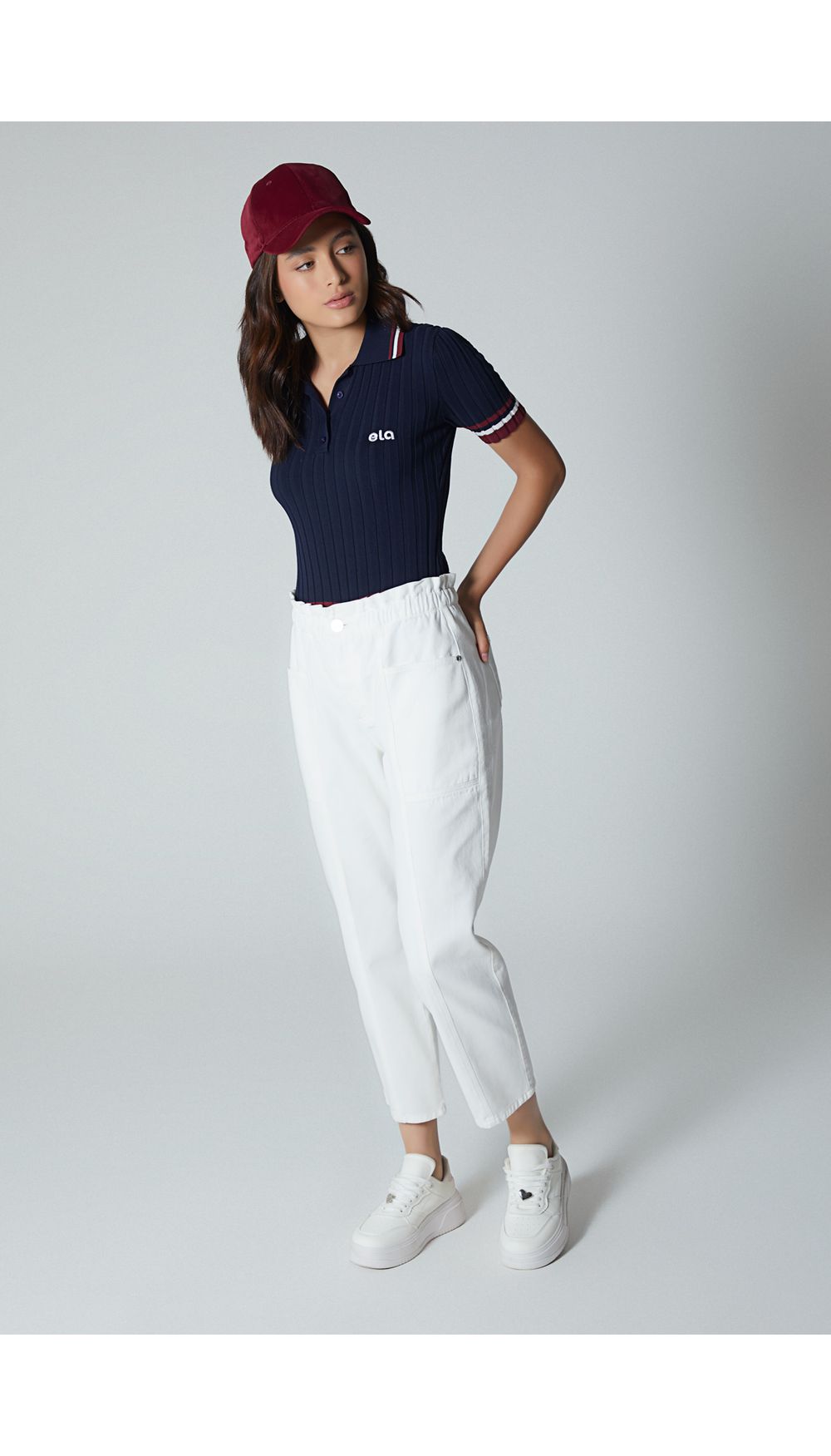 Jean  para mujer  tiro  alto  mom fit con pretina elastica