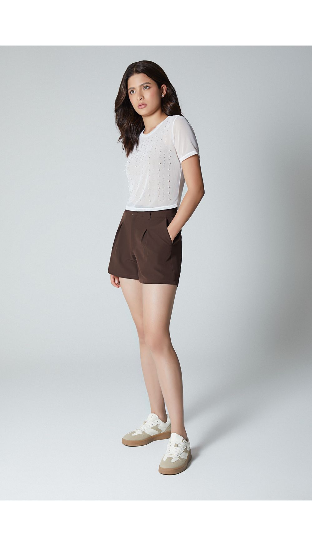 Blusa en malla con apliques para mujer