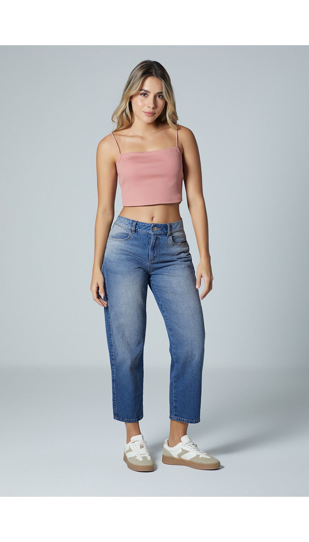 Blusa crop top de tiras para mujer
