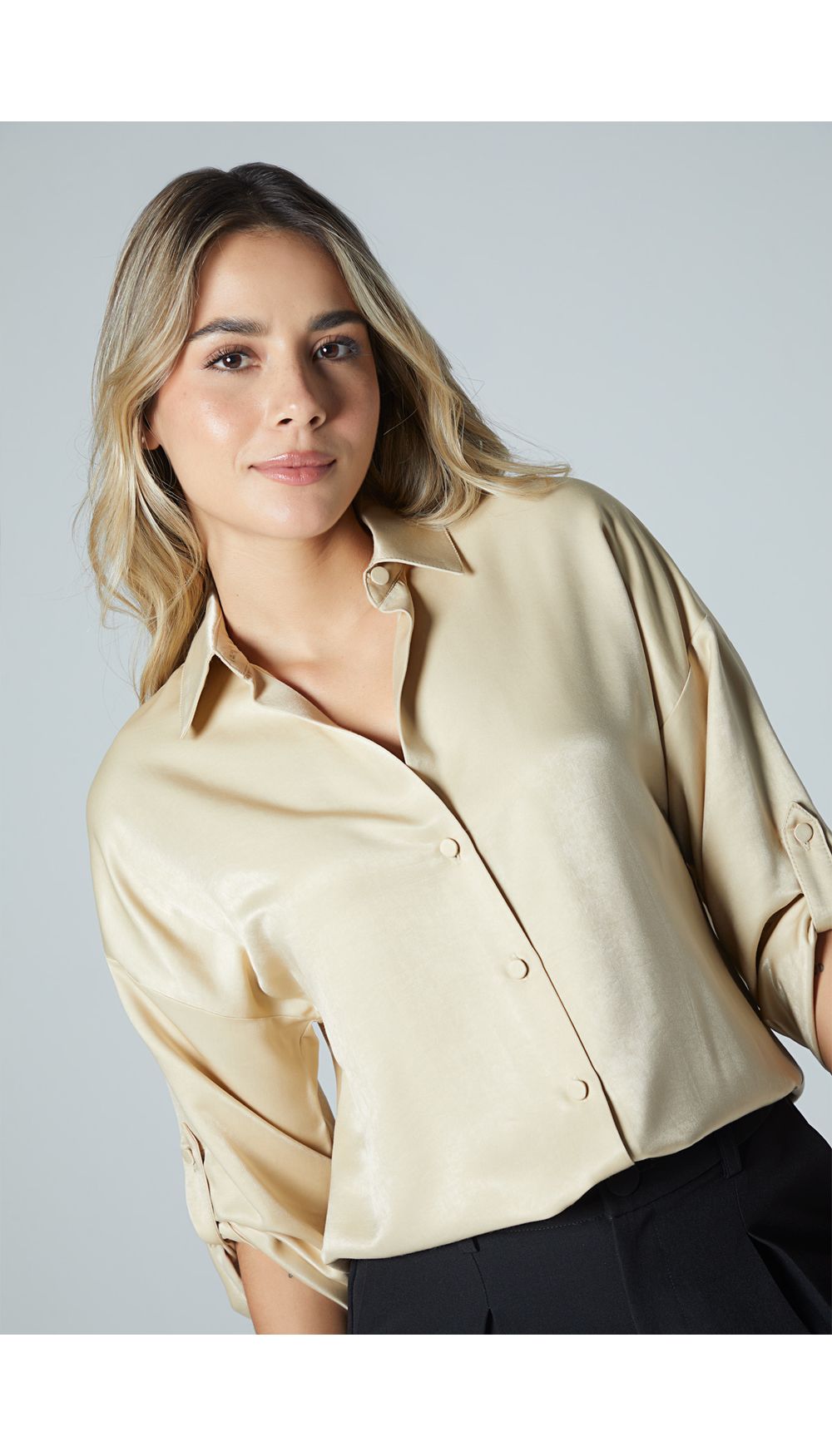 Bluson camisero manga tres cuartos para mujer