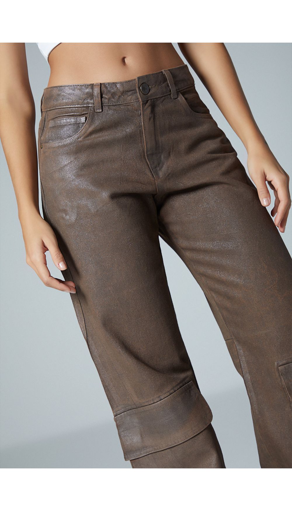 Jean cargo para mujer con foil