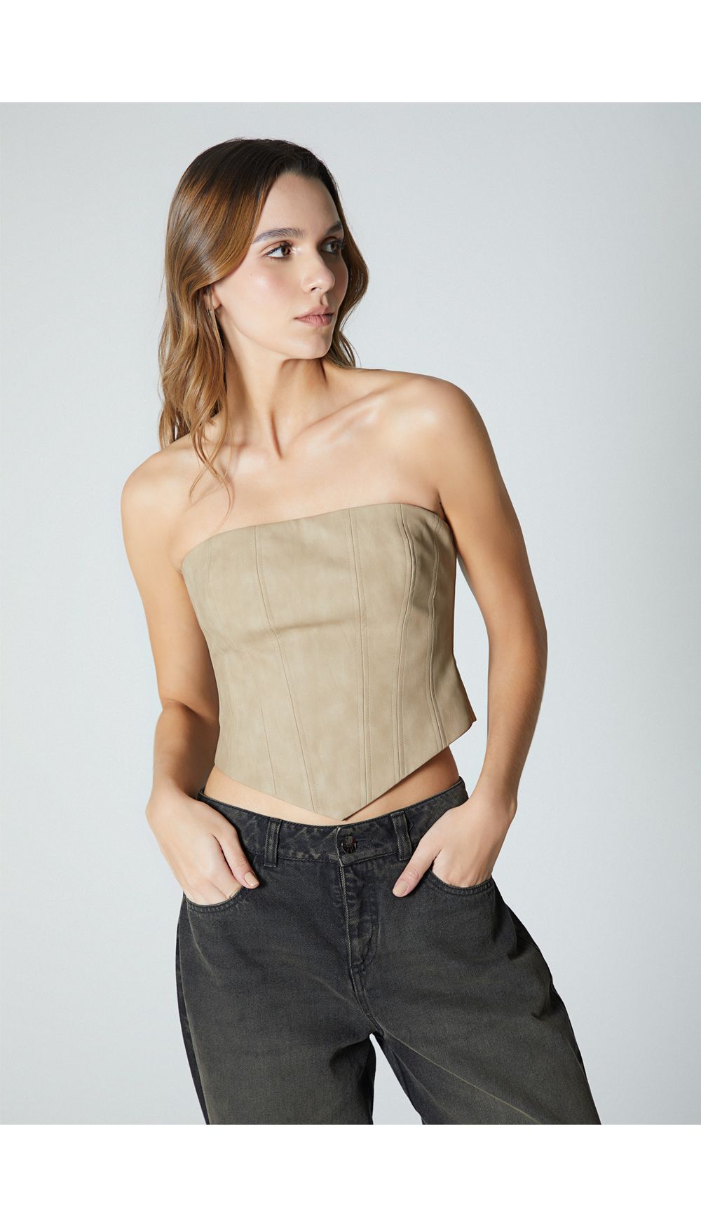 Corset en pu envejecido estraple para mu