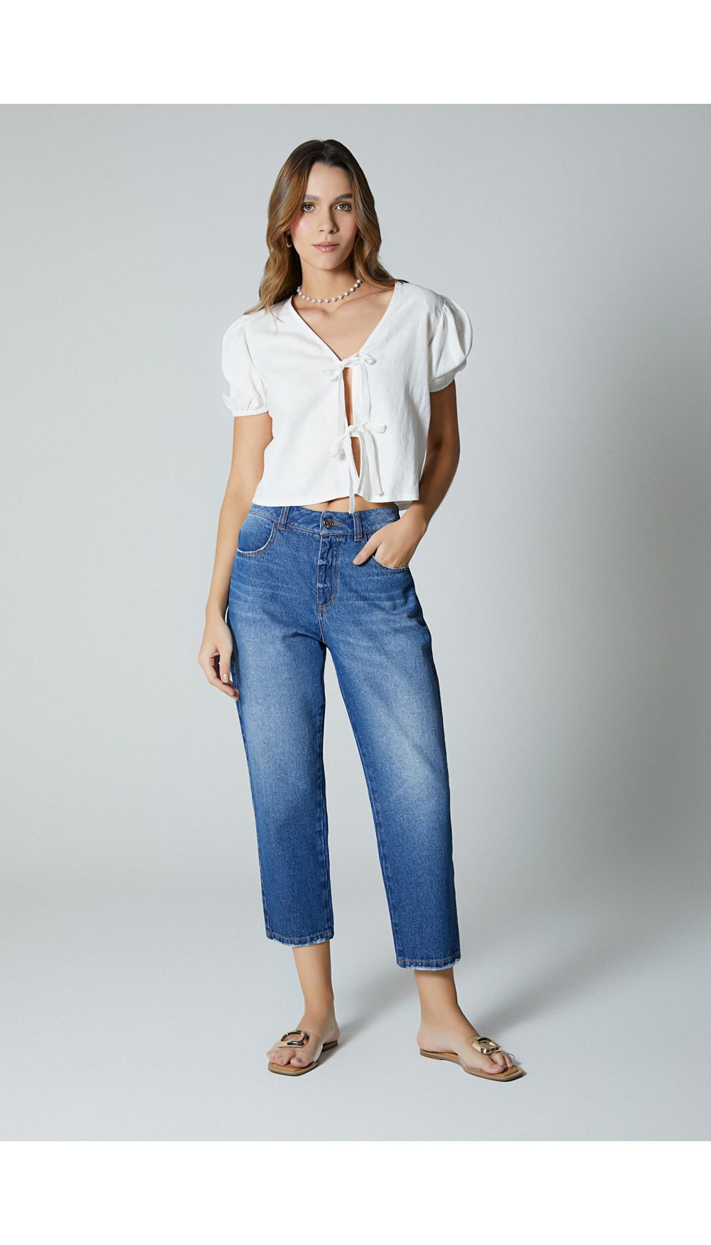 Jean para mujer  tiro alto mom fit