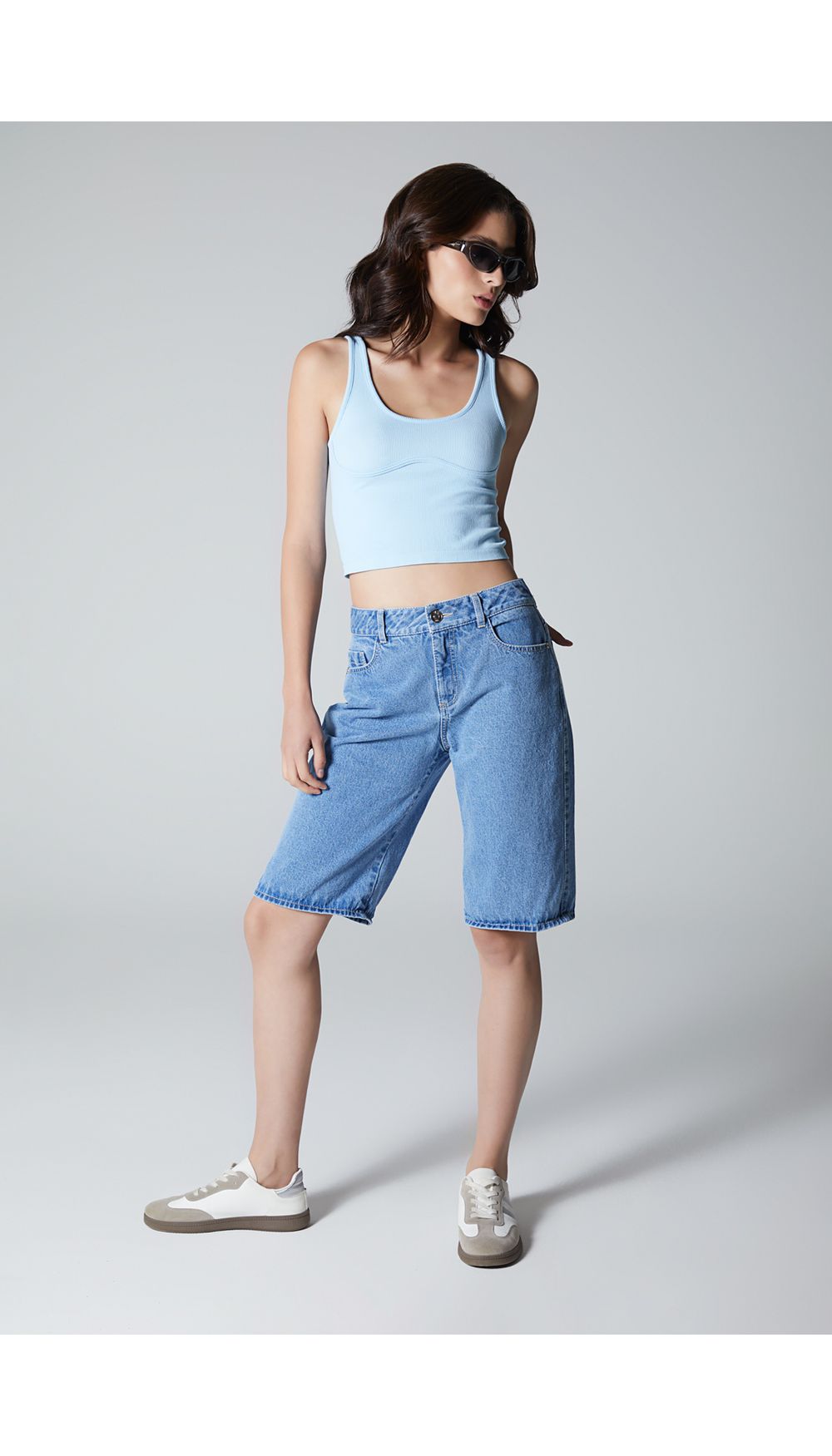 Bermuda tipo baggy para mujer  tiro medi