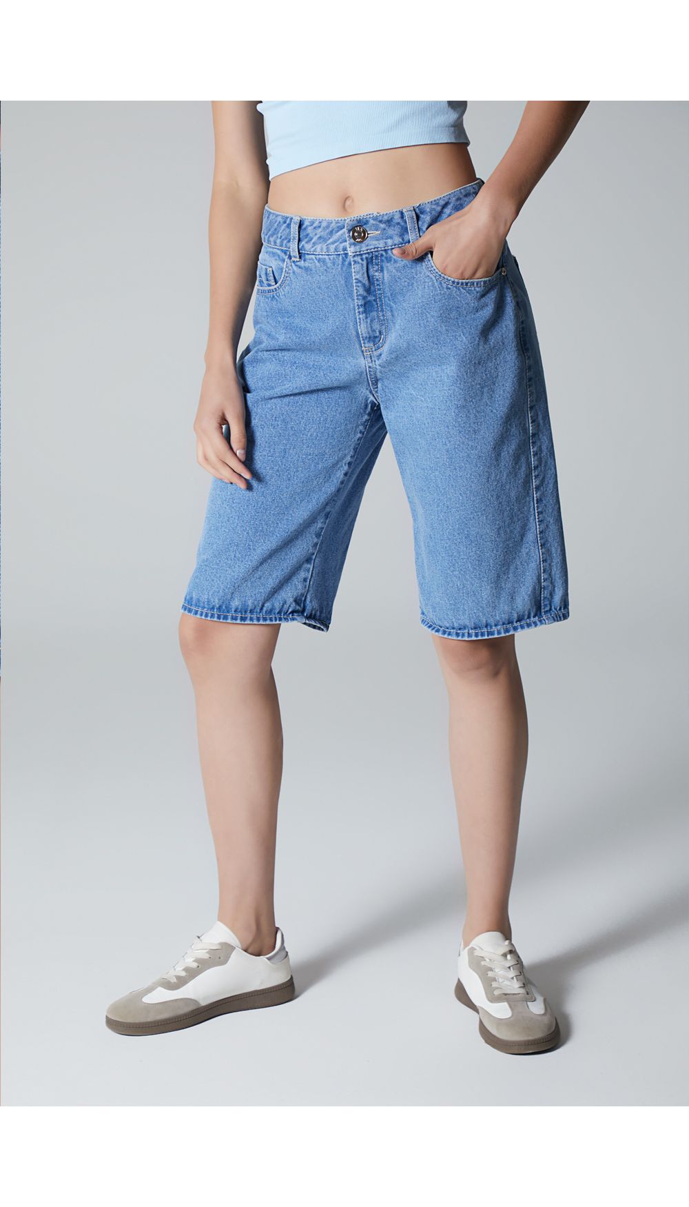 Bermuda tipo baggy para mujer  tiro medi