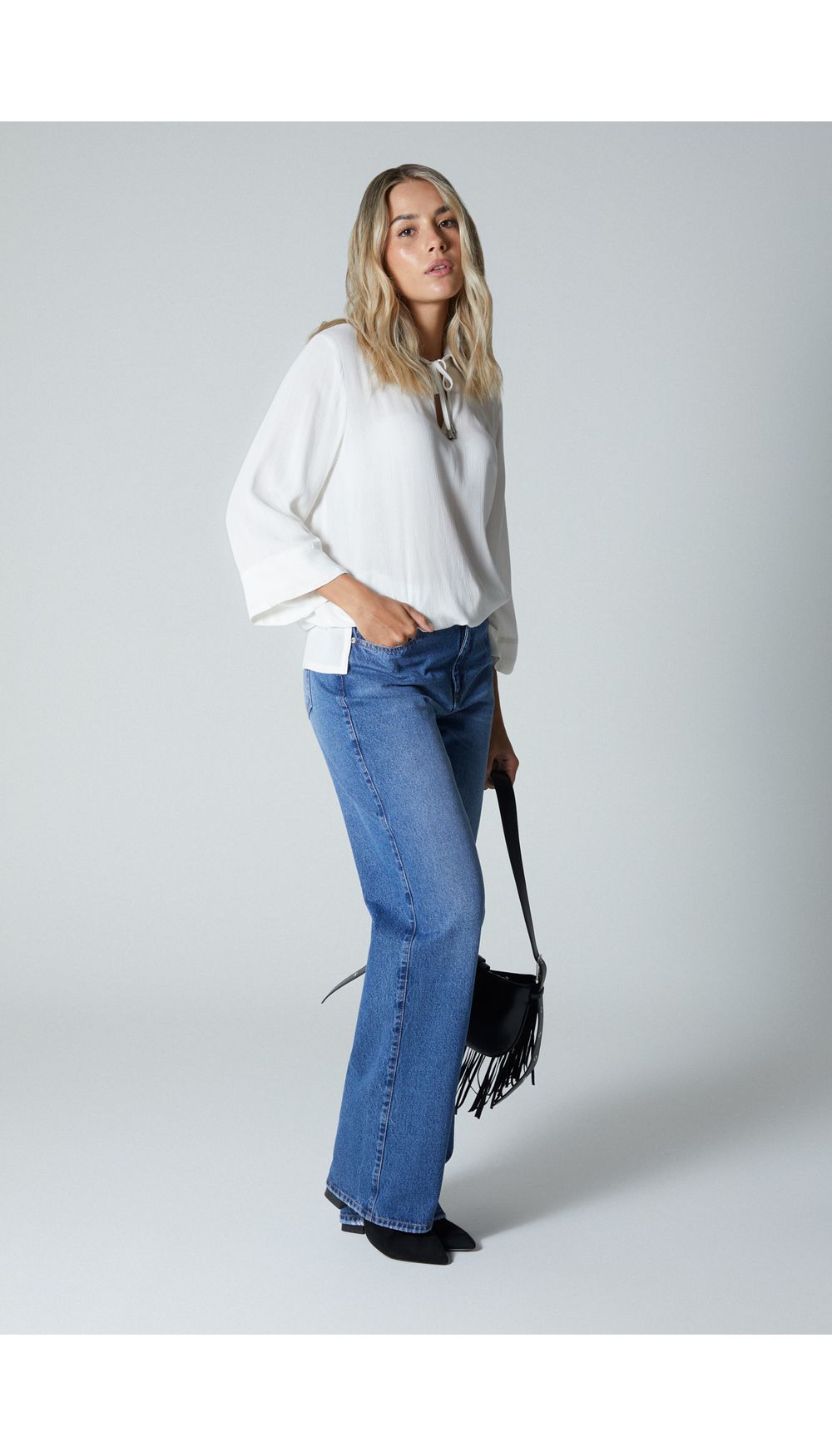 Jean para mujer  tiro medio  recto