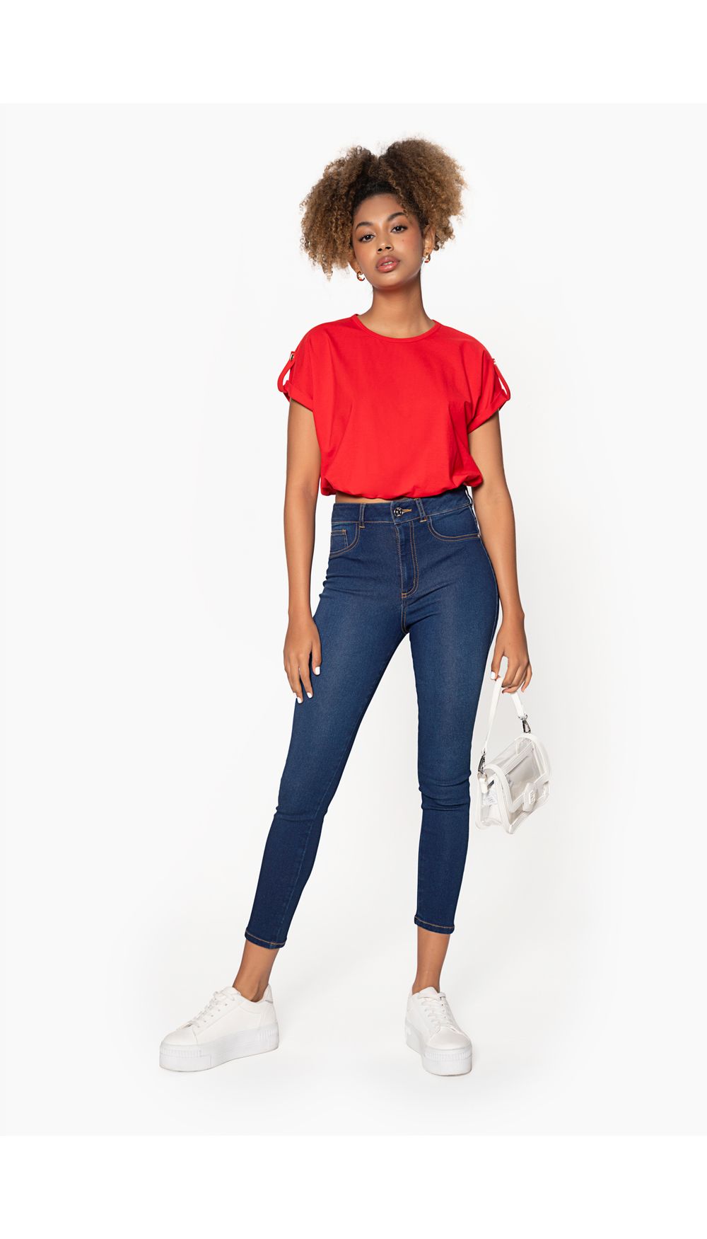 Jeans skinny basico  tiro alto.