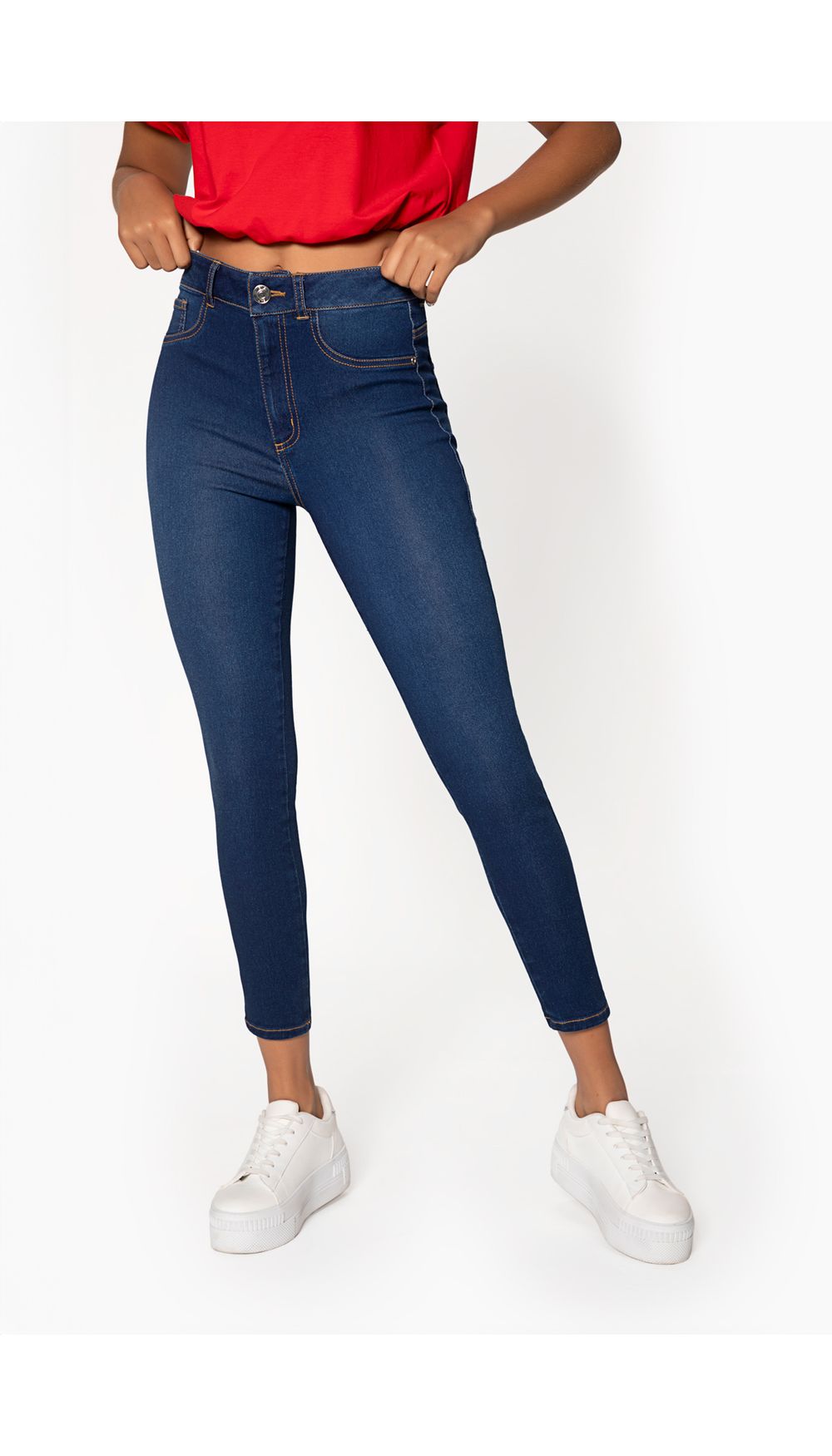 Jeans skinny basico  tiro alto.