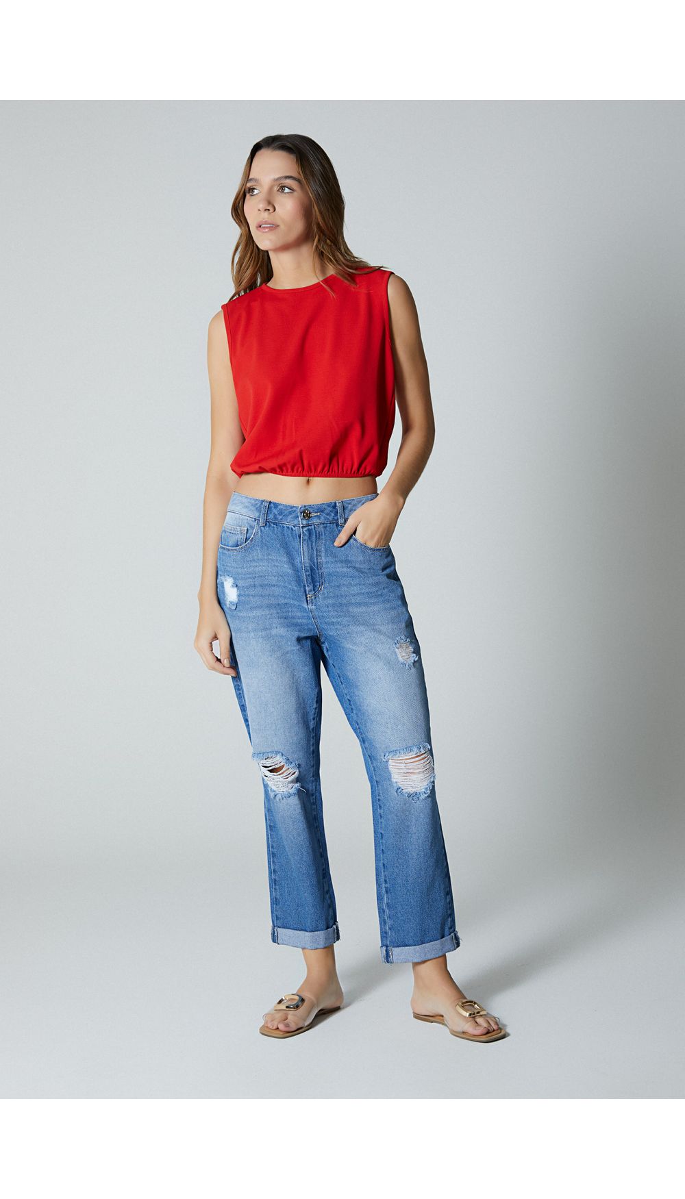 Blusa crop  para mujer manga sisa